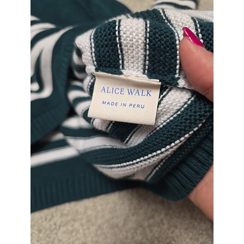 Alice Walk Womens Cotton Mock Neck Green Stripe Sweater Discontinued Color Sz S - Picture 10 of 11